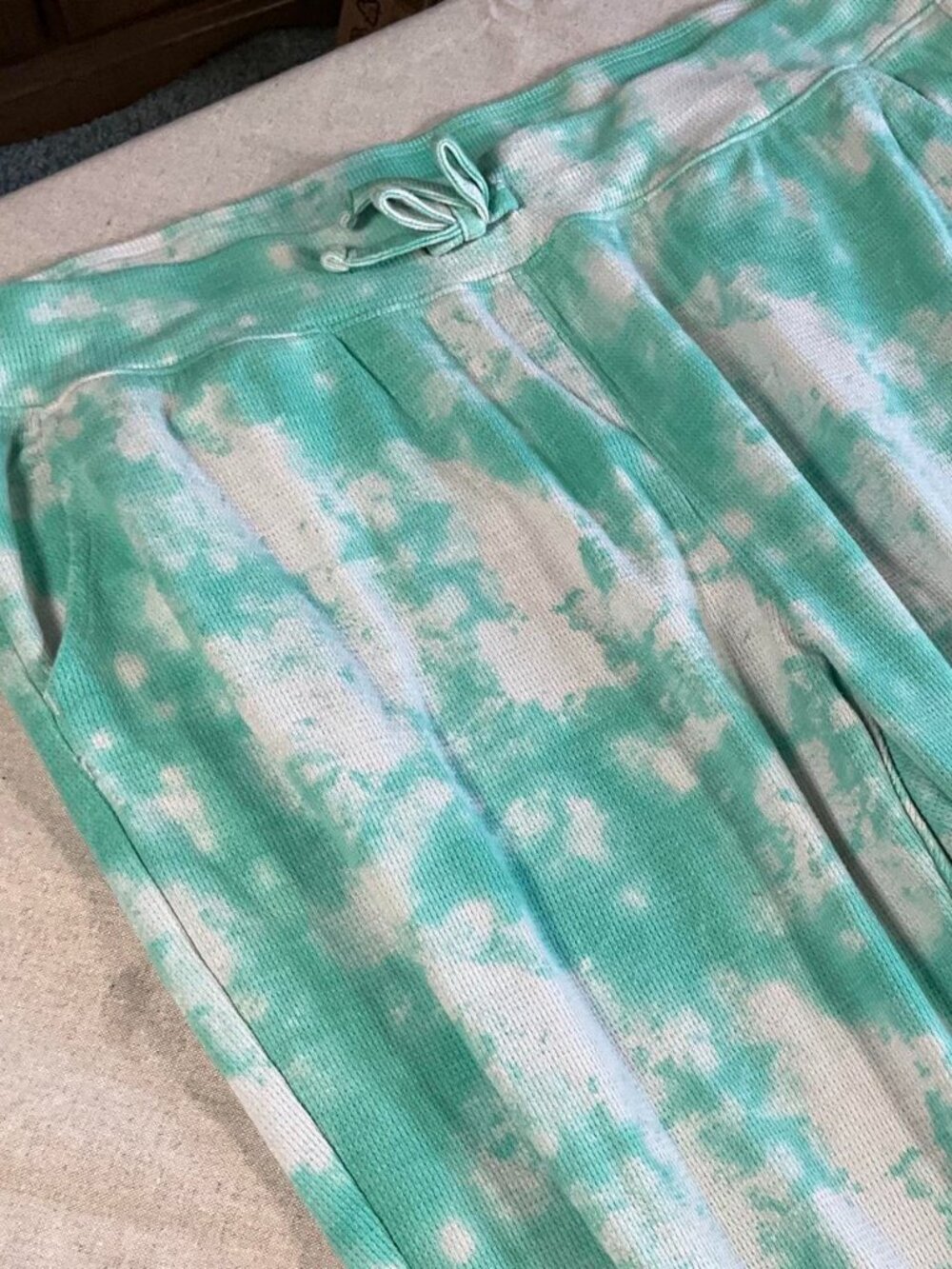 Womens Magellan Outdoors Teal Soft Stretch Tie Dye Lounge Jogger Pants (XLarge)